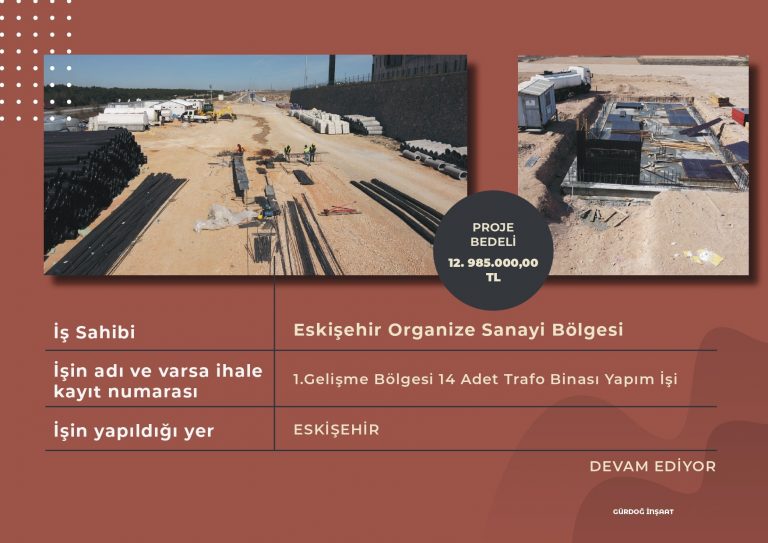 1. Gelişme Bölgesi 14 Adet Trafo Binası Yapım İşi