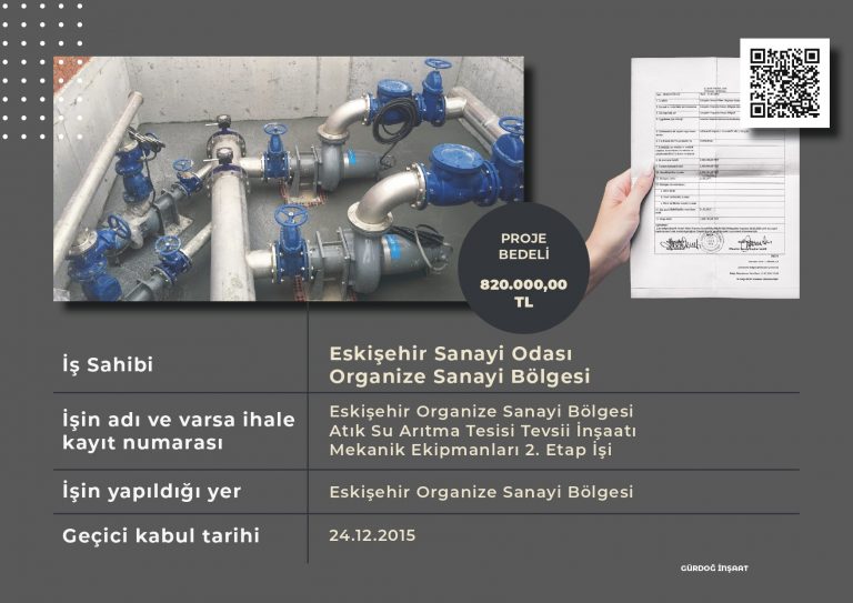 EOSB Atık Su Arıtma Tesisi Tevsii İnşaatı Mekanik Ekipmanları 2. Etap İşi