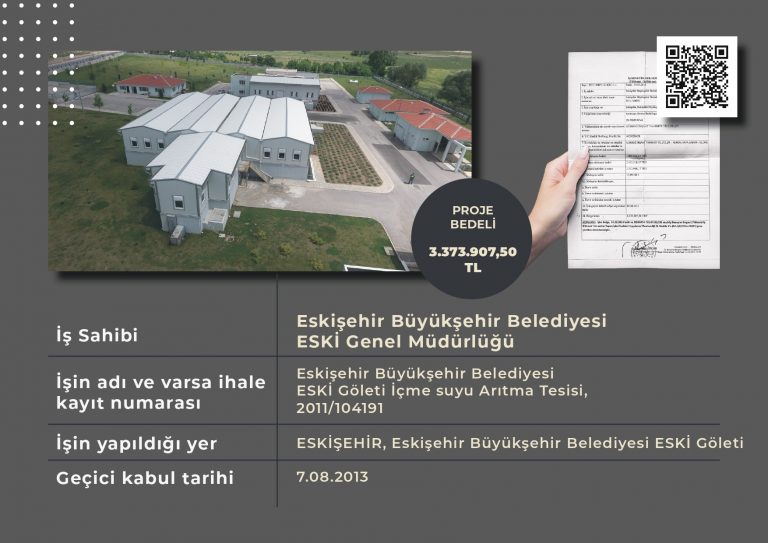 Eskişehir Büyükşehir Belediyesi Eski Göleti İçmesuyu Arıtma Tesisi İnşaatı